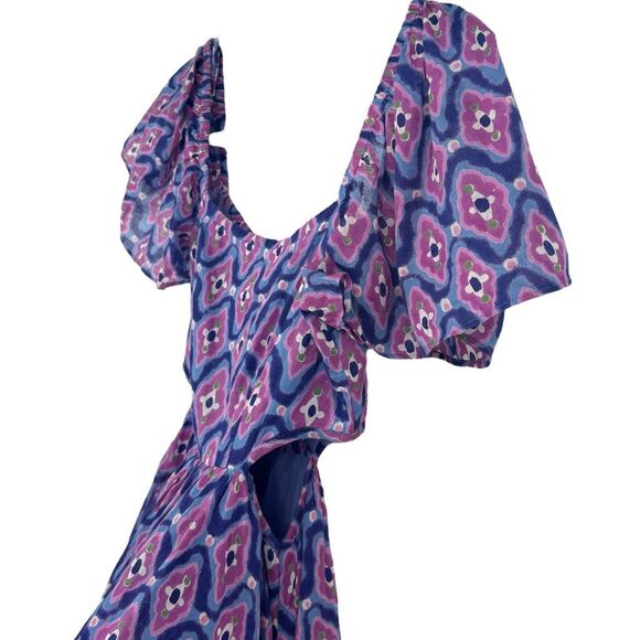 Banjanan Bonnie Dream Granada Tiered Maxi Purple Cotton Dress Size X-Small XS - Picture 4 of 10